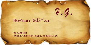 Hofman Géza névjegykártya